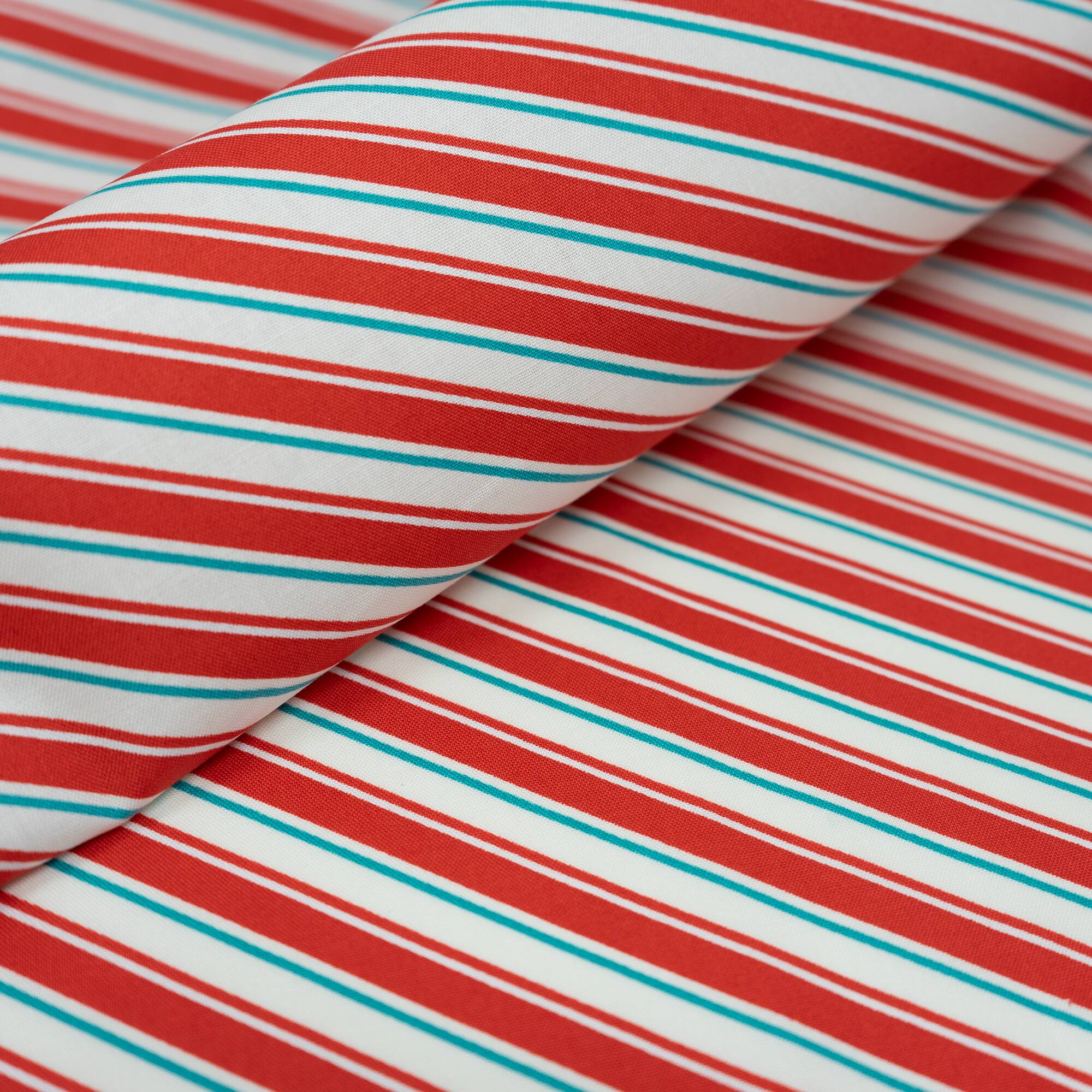 SINGER Christmas Diagonal Stripe Cotton Fabric